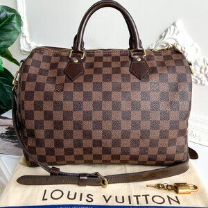 Authentic Louis Vuitton Speedy 30 damier ebene  crossbody satchel B1012
